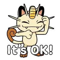 a cartoon cat says it 's ok with its paws