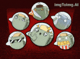 a cartoon drawing of a toaster with various faces and the url imgtolmg.al at the bottom