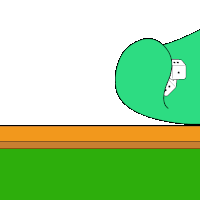 a cartoon drawing of a green couch with two dice on it .