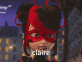 a cartoon character with the name claire on the bottom