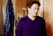 Robert Downey Jr Purple Shirt GIF - Robert Downey Jr Purple Shirt Smirk GIFs