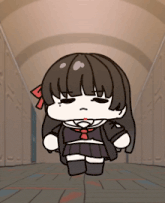 a cartoon drawing of a girl with black hair