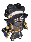 a cartoon character with a mustache is wearing a hat and holding a sword