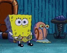 spongebob and gary are sitting next to each other