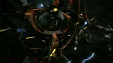 a robot with a lot of sparks coming out of it 's head