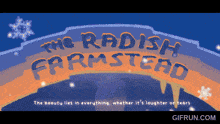 a cartoon drawing of the radish farmstead
