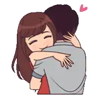 a cartoon of a girl hugging a man with a heart above her head