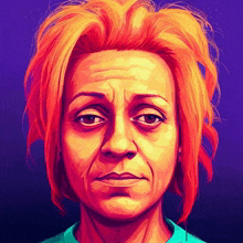 a painting of a woman with orange hair