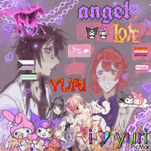a collage of anime characters with the words angel love yuri at the top