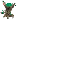 a pixel art of a tree with a green hat