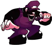 a cartoon drawing of a man in a purple outfit