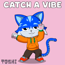 a cartoon of a cat with the words " catch a vibe " below it