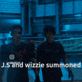 a man in a black shirt with the words " us and wizzie summoned "