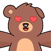 a cartoon of a teddy bear with hearts in his eyes and a youtube logo on his nose