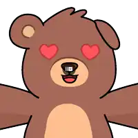 a cartoon of a teddy bear with hearts in his eyes and a youtube logo on his nose