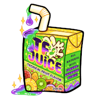 a carton of tropical fruit juice with a straw