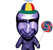 a cartoon character with a lollipop and a hat on