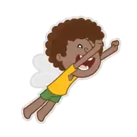 a cartoon of a boy with wings is flying in the air