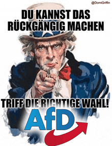 a poster of uncle sam pointing at the viewer with the words du kannst das rickgangig machen