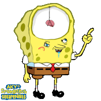 a cartoon of a spongebob squarepants character with a brain in his head