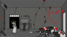 a cartoon drawing of a room with a sign that says i quit