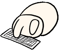 a cartoon drawing of a mouse laying on a keyboard .
