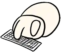 a cartoon drawing of a mouse laying on a keyboard .