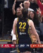 a female basketball player with the number 22 on the back of her jersey