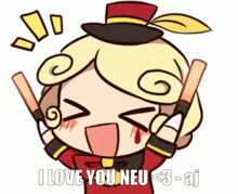 a cartoon character says i love you neu