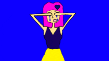 a cartoon of a girl with pink hair and a heart in her hair