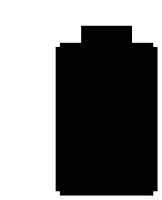 a black and white silhouette of a battery with a white stripe on the side .
