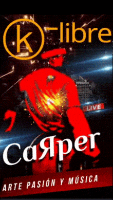 a poster for k-libre with a red man on it