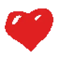a pixel art illustration of a red heart with a hole in the middle