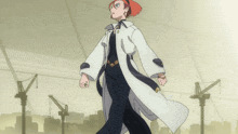 a cartoon drawing of a woman in a white coat with the number 10 on it