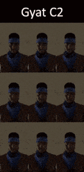 a picture of a man with a bandana on his head and the words gyat c2 on top