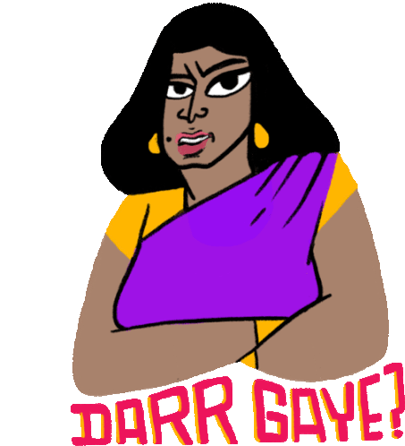 Stri With Folded Arms Asks 'You Scared?' In Hindi Sticker - Super Stri Darr Gaye Arms Folded Stickers