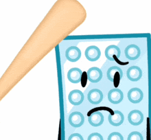 a cartoon drawing of a remote control with a face and a baseball bat