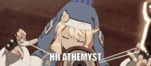a picture of a girl with the words hii athemyst on it