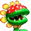 a pixel art of a carnivorous plant with a mushroom on top of it .