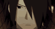 a close up of a cartoon character 's face with a serious expression .