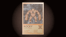 a card that says rocky on it with a mascot on it