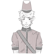 a drawing of a man with a hat on