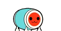 a cartoon drawing of a drum with a red face and white arms and legs on a white background .