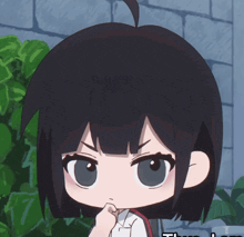 a close up of a cartoon character with the word thank you in the bottom right