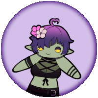 a cartoon character with a flower in her hair