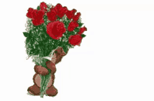 Kuguri Bear GIF - Kuguri Bear Red Roses GIFs