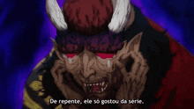 a demon with horns and red eyes says de repente