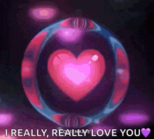 a bubble with a heart inside of it that says i really love you