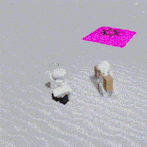 two roblox characters are standing next to each other in a snowy field