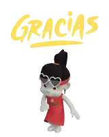 a cartoon girl wearing sunglasses and a shirt that says gracias on it